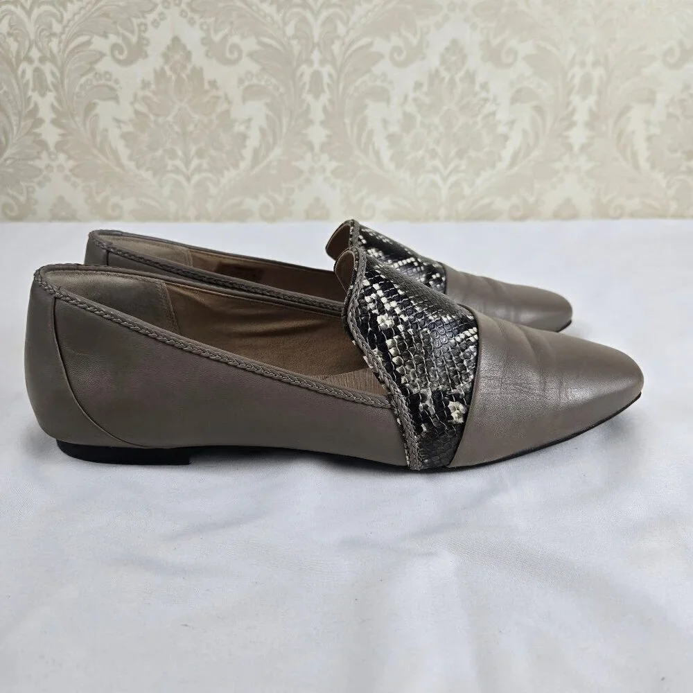 Rockport Women's Size 10 Dover Grey Aniumal Print Slip On Leather Loafer